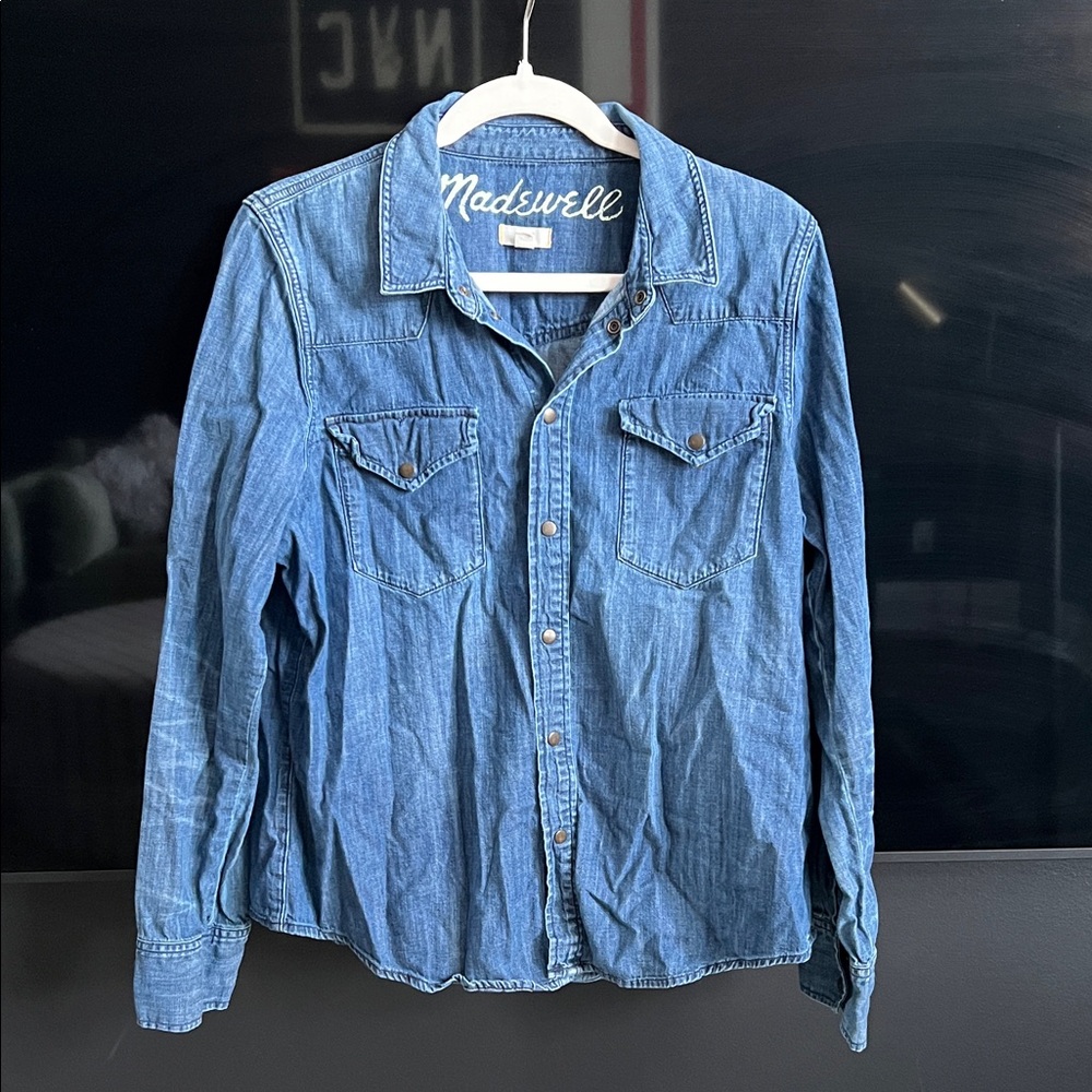 Madewell Classic Denim Western Shirt in Blue XL